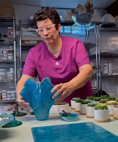 Andrea making glass