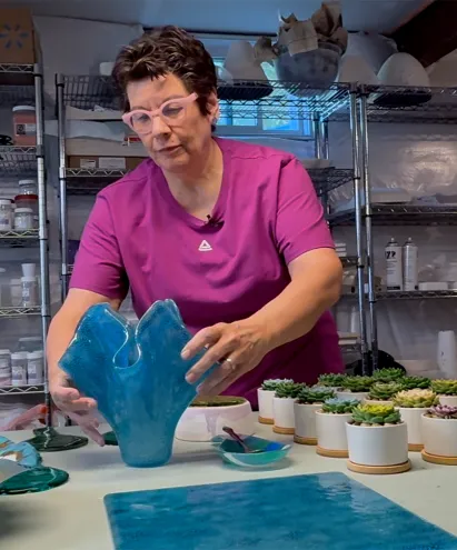 Andrea making glass
