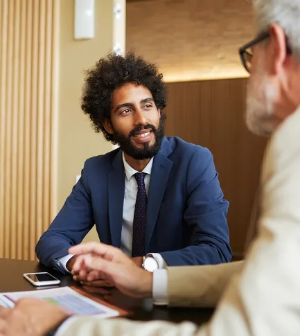 Male in his 30s interviewing for a job
